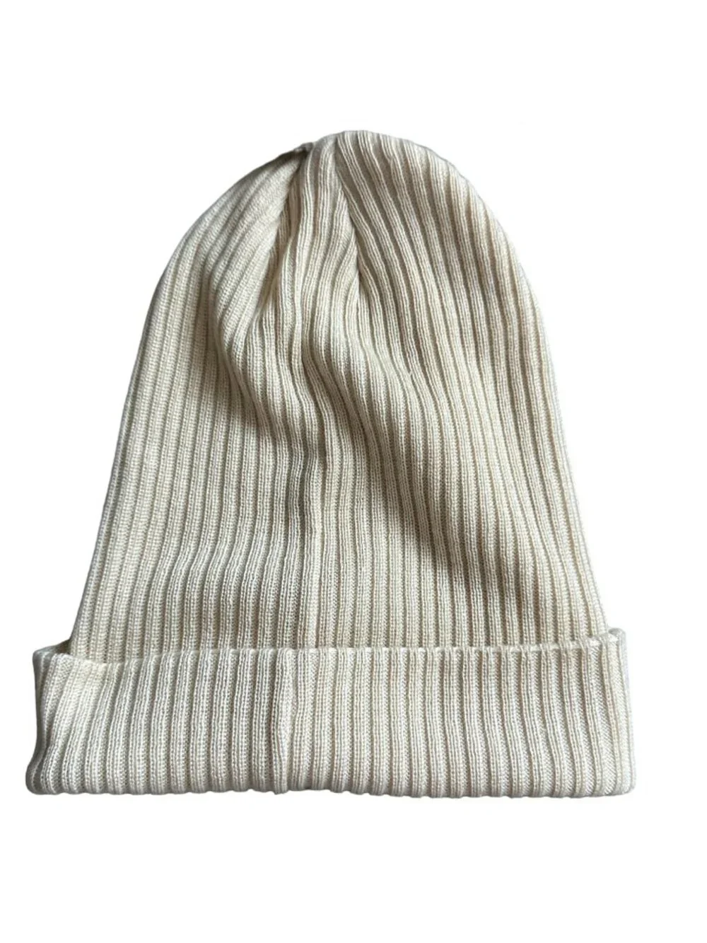 ADIDAS Womens Beige Neutral Ribbed Beanie Winter Hat OS NEW with tags
